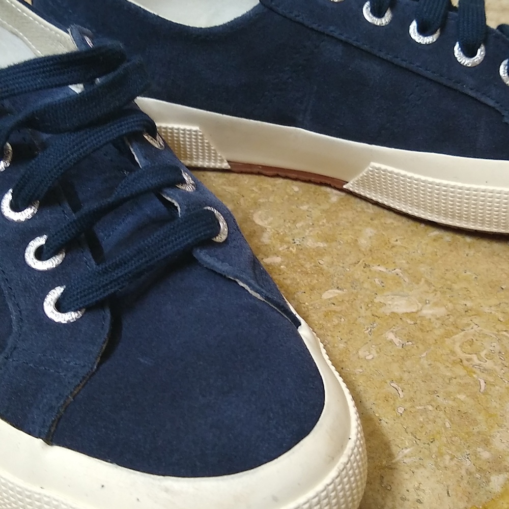NWOT, Superga Navy Suede Sneakers - Picture 5 of 6